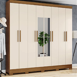 Guarda Roupa 8 Portas com 4 Gavetas B51 Henn Briz Natural Off White
