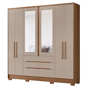 Guarda Roupa Casal San francisco 6 Portas 6 Gavetas Moval Castanho Fendi