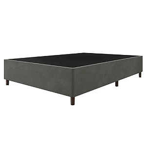 Base Box Casal Suede Cinza 138x31x188