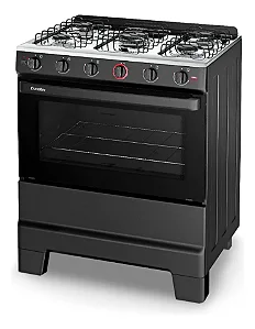 Fogão 5 bocas Mesa Inox Super Chama Forno 84L Acendimento Automático IDEAL Super F5IAP Cor Preto