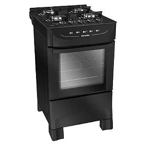 Fogão Mueller MFV4BB 4 Bocas Automático Mesa de Vidro Forno Total Clean - Preto