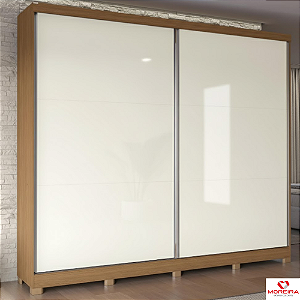 Guarda Roupa Casal 2 Portas 4 Gavetas Kappesberg T583 2.70 Metros Canela /Off White
