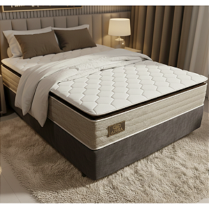 Conjunto Box Casal Portal Azera II Molas Ensacadas com Pillow Top 138x77X188