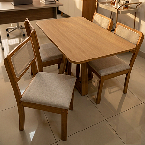 Conjunto de Mesa Pilar 120x80 com 4 Cadeiras Gardeni Kappesberg