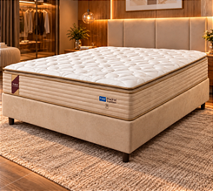 Cama Box Casal Probel Madrid Premium Molas Ensacadas e Pillow Top 138x74X188