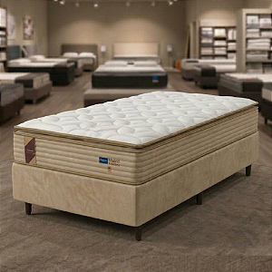 Cama Box Solteiro Probel Madrid Premium Molas Ensacadas e Pillow Top 88x74X188