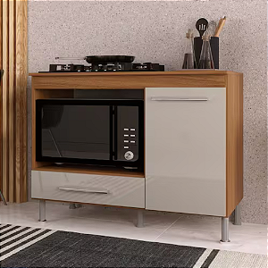 Balcão Cooktop indekes 1 Porta 1 Gaveta 105 cm Frejó Off White