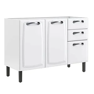 Balcão 120 Cm Itatiaia New Premium em Aço 3 Portas 2 Gavetas Sem Tampo Branco