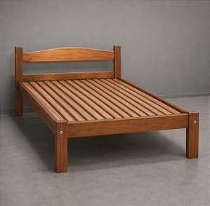 Cama Porteira de Madeira Maciça Casal para Colchão 138X188 Cor Imbuia