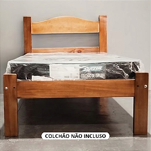 Cama Porteira de Madeira Maciça Solteiro para Colchão 88X188 Cor Imbuia