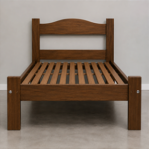 Cama Porteira de Madeira Maciça Solteiro para Colchão 88X188 Cor Imbuia