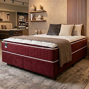 Conjunto Box King Portal Monaco Molas Ensacadas com Pillow Top 193x75X203 Bordo