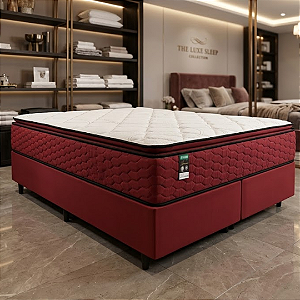 Conjunto Box Queen Portal Monaco Molas Ensacadas com Pillow Top 158x75X198 Bordo