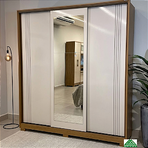 Guarda Roupa Casal Dallas 3 Portas 4 Gavetas Moval Freijó Off White