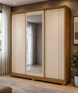 Guarda Roupa Casal Dallas 3 Portas 4 Gavetas Moval Freijó Off White