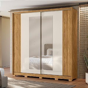Guarda Roupa Dunas 2,30m com Portas Deslizantes e 4 Gavetas Moval Freijo Off White