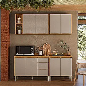 Cozinha Modulada Plena 100% MDF Demóbile Cinamon / Tx 5 Pçs 8 Portas 3 Gavetas