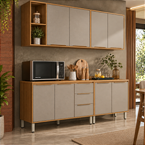 Cozinha Modulada Plena 100% MDF Demóbile Cinamon / Tx 5 Pçs 8 Portas 3 Gavetas