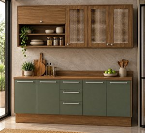 Cozinha Botanic Kappesberg 6 Peças Nogueira/Verde Fosco