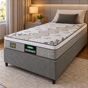 Cama Box Solteiro Portal Stone Firme Espuma Mista 88x64X188