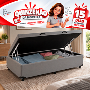 Bau Solteiro Suede Cinza 88x45x188