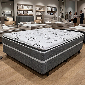 Cama Box Casal Conjugado Advanced Prodormir Cinza c/Pillow 138X50X188