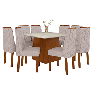 Conjunto de Mesa Nevada 8 Cadeiras Astrid capu/amendoa