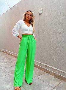 Calça Pantalona Verde Vivo