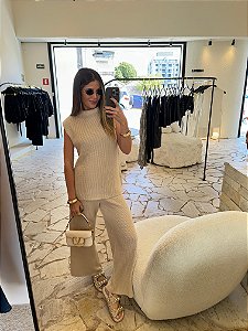 Conjunto de Tricot Milagres Creme
