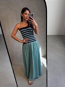 Vestido Navy Verde Água
