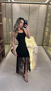 Vestido Franjas Preto