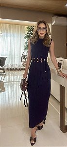 Vestido Midi Celina Azul Marinho