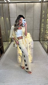 Conjunto de Crochê Bordado Amarelo