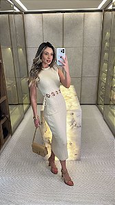 Vestido Midi Celina Areia