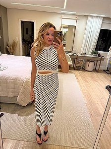 Vestido Midi Poá Branco