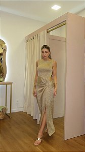 Vestido Nozinho Lurex Dourado