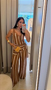 Conjunto Listras Caramelo