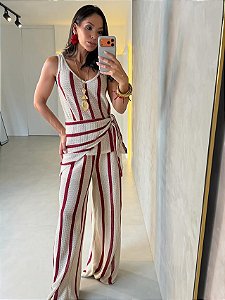 Conjunto Listras Vermelho