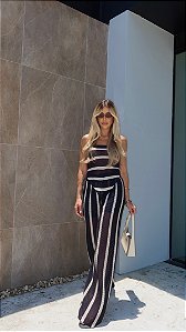 Calça Lenço Listrada Preta