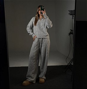 Conjunto de Tricot Madrid Cinza