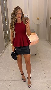 Regata de Tricot Peplum Vermelha