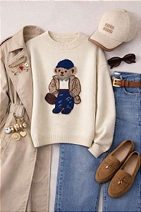 Blusa de Tricot Bear Creme