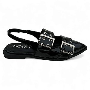 Sapatilha Slingback Preto Bico Fino Luiza