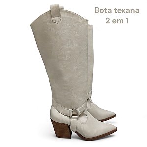 BOTA FEMININA 2 EM 1 COUNTRY CANO LONGO OFF WHITE