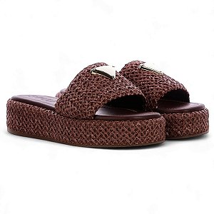 Sandália Flatform Feminina Ráfia Marrom Cacau 5 cm – Soul Shoes