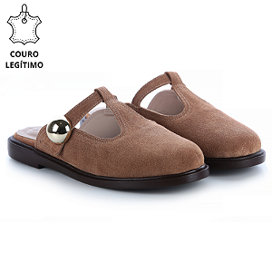 MULE FEMININA COURO CARAMELO COM TACHAS DOHA