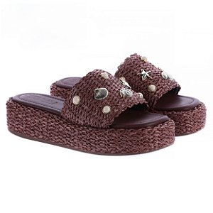 PRÉ VENDA - Flat Perla Ráfia Cacau