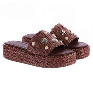 Flat Perla Ráfia Cacau