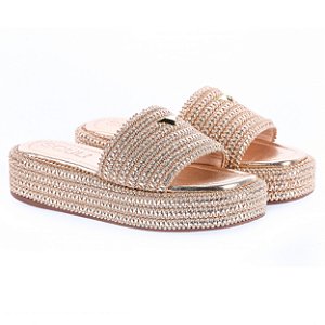 Flatform Ibiza Ráfia Ouro Light