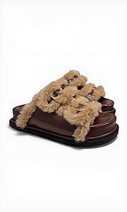 LOLA - PAPETE FLATFORM FEMININA PELOS MARROM